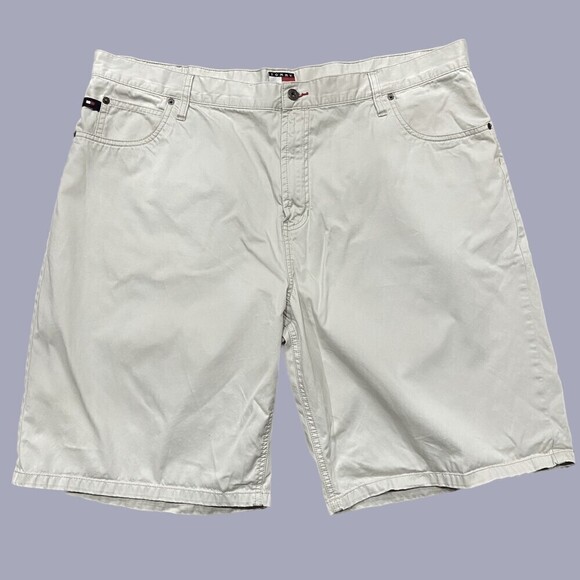 Tommy Jeans Hilfiger Baggy Chino Light Khaki Shorts Cotton Vintage Men's Size 42 - Picture 1 of 8